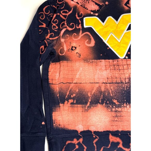 Vintage 90s West Virginia Mountaineers Bleach Dye Sweatshirt Size Lg Large Black - Picture 5 of 8